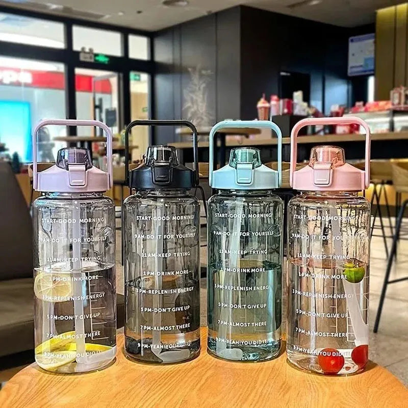 2000Ml Large Capacity Plastic Straw Water Cup Sports Water Bottle High Value Outdoor Camping Drinking Tools