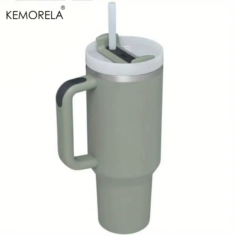 Tumbler with Handle Lid Straw Stainless Steel Water Bottle 887/1182ML Vacuum Thermos Cup Travel Car Coffee Mug