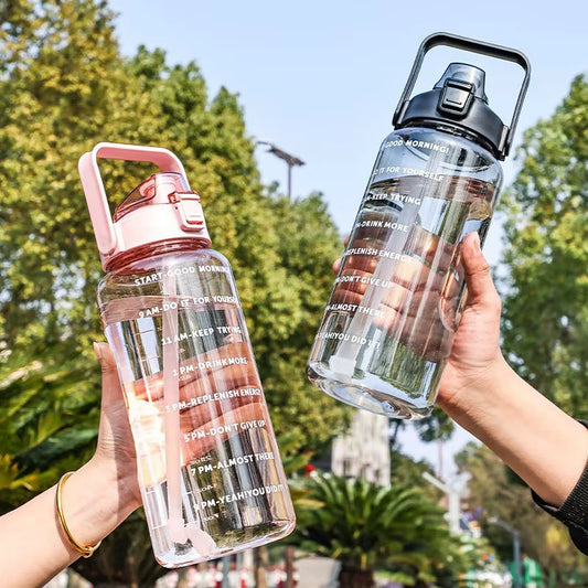 2000Ml Large Capacity Plastic Straw Water Cup Sports Water Bottle High Value Outdoor Camping Drinking Tools