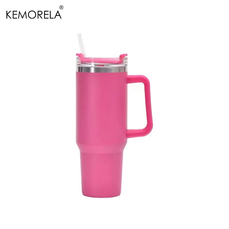 1200ML 304 Stainless Steel Insulated Water Bottle Hot Coffee Car Cup Hot and Cold Mug Thermos Bottle with Handle Straw Sports Av