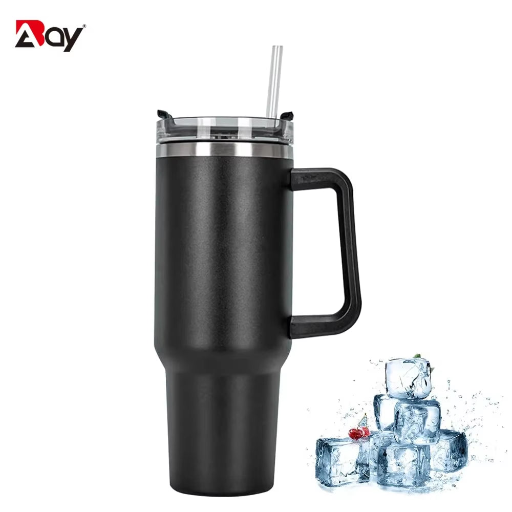 40Oz Tumbler with Straw Lid and Handle Stainles Steel Vacuum Insulated Thermos Water Bottle Cup Thermal Coffee Travel Mug Drinks