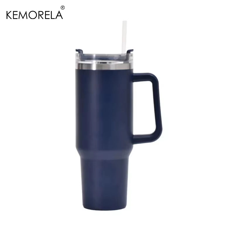 1200ML 304 Stainless Steel Insulated Water Bottle Hot Coffee Car Cup Hot and Cold Mug Thermos Bottle with Handle Straw Sports Av