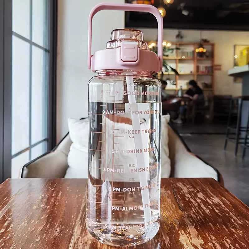 2000Ml Large Capacity Plastic Straw Water Cup Sports Water Bottle High Value Outdoor Camping Drinking Tools