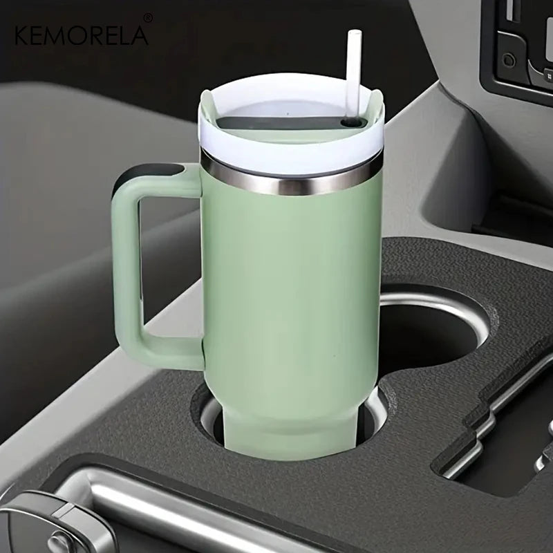 Tumbler with Handle Lid Straw Stainless Steel Water Bottle 887/1182ML Vacuum Thermos Cup Travel Car Coffee Mug