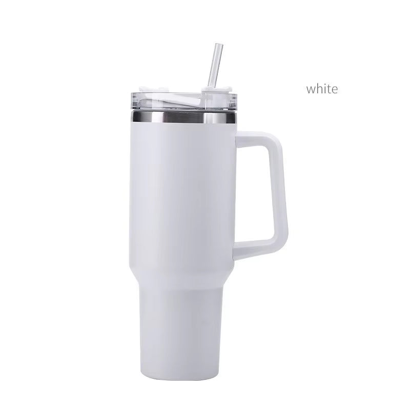 40Oz Tumbler with Straw Lid and Handle Stainles Steel Vacuum Insulated Thermos Water Bottle Cup Thermal Coffee Travel Mug Drinks