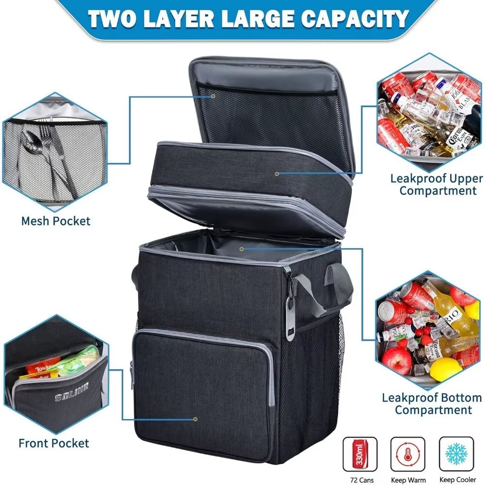 72-Can Large Rolling Cooler, Leakproof Insulated Soft Cooler Bag with Wheels and Handle Collapsible for Beach