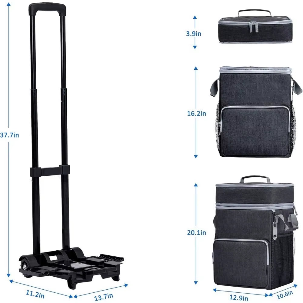 72-Can Large Rolling Cooler, Leakproof Insulated Soft Cooler Bag with Wheels and Handle Collapsible for Beach