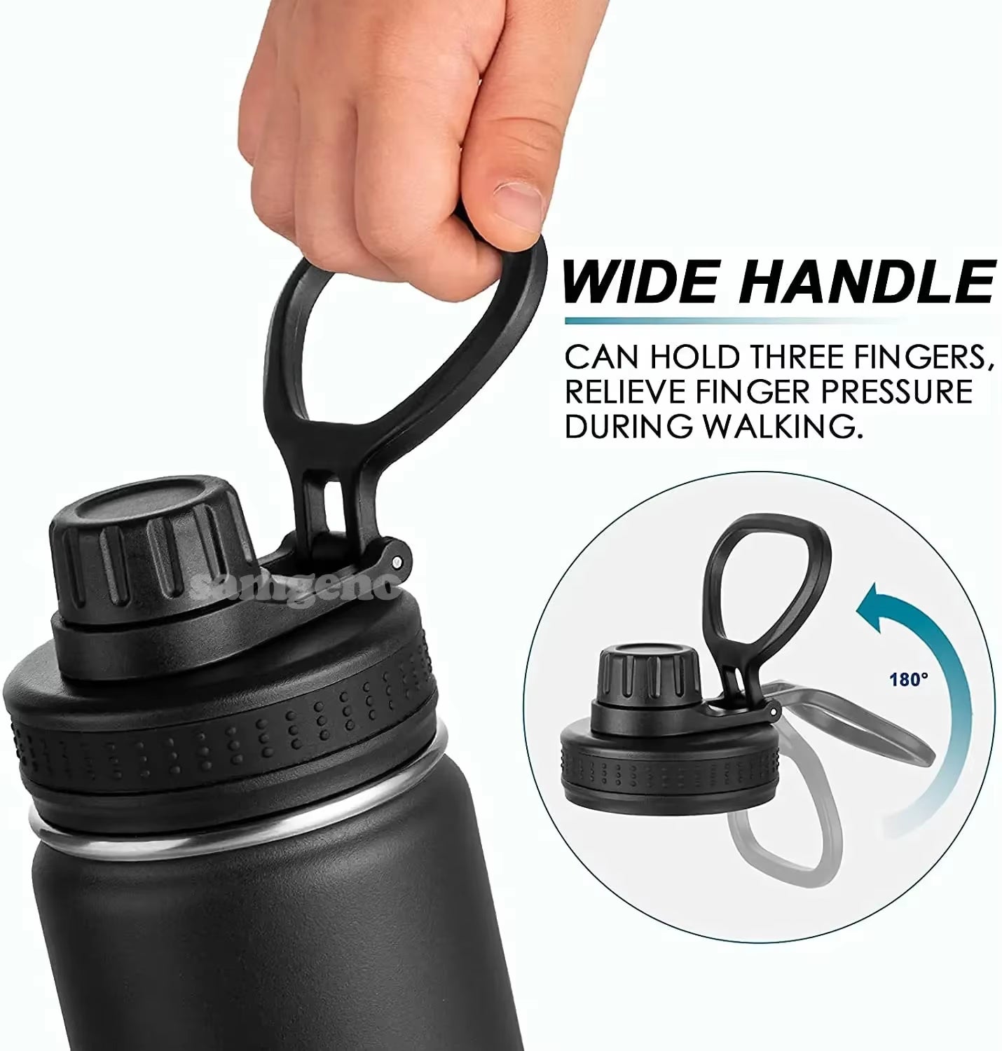 Insulated Water Bottle, 1000Ml 32 Oz Stainless Steel Double Wall Vacuum Wide Mouth Sport Bottle with Leakproof Spout Lid Mug Cup