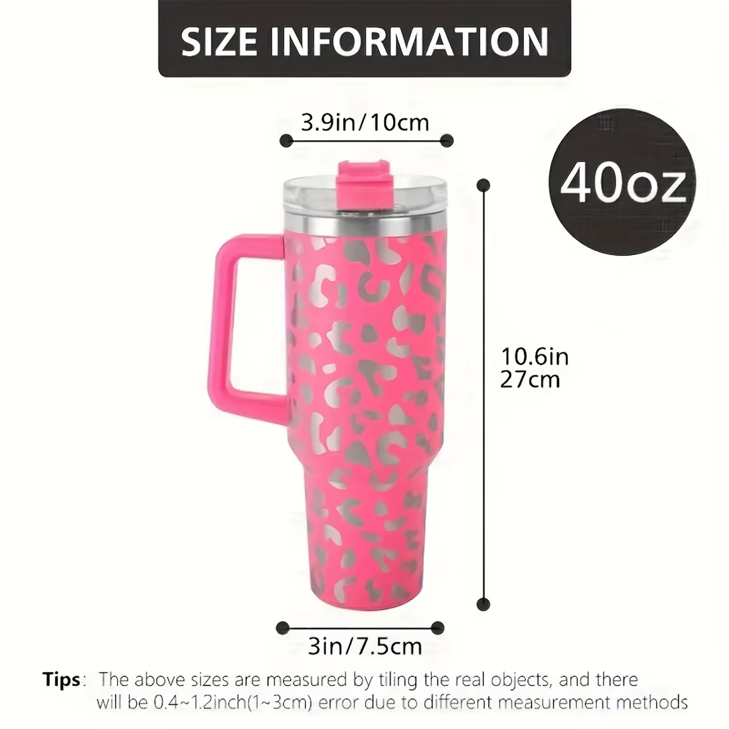 1Pc Leopard Print Vacuum Flask 40Oz, Portable Large Capacity Thermal Water Bottles, Stainless Steel Leakproof Tumbler, Heat And