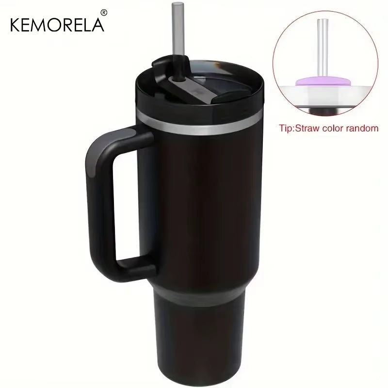 Tumbler with Handle Lid Straw Stainless Steel Water Bottle 887/1182ML Vacuum Thermos Cup Travel Car Coffee Mug