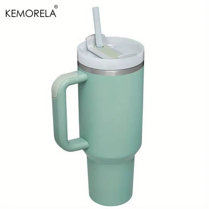 Tumbler with Handle Lid Straw Stainless Steel Water Bottle 887/1182ML Vacuum Thermos Cup Travel Car Coffee Mug