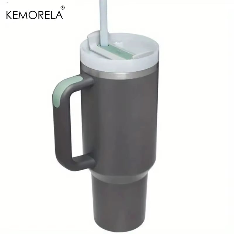 Tumbler with Handle Lid Straw Stainless Steel Water Bottle 887/1182ML Vacuum Thermos Cup Travel Car Coffee Mug
