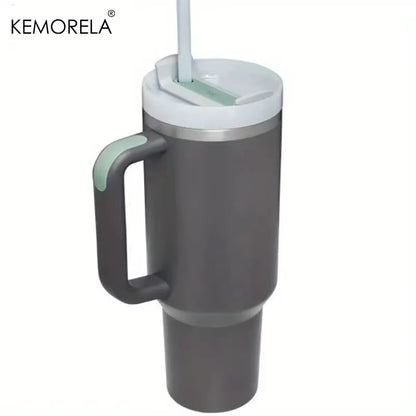 Tumbler with Handle Lid Straw Stainless Steel Water Bottle 887/1182ML Vacuum Thermos Cup Travel Car Coffee Mug