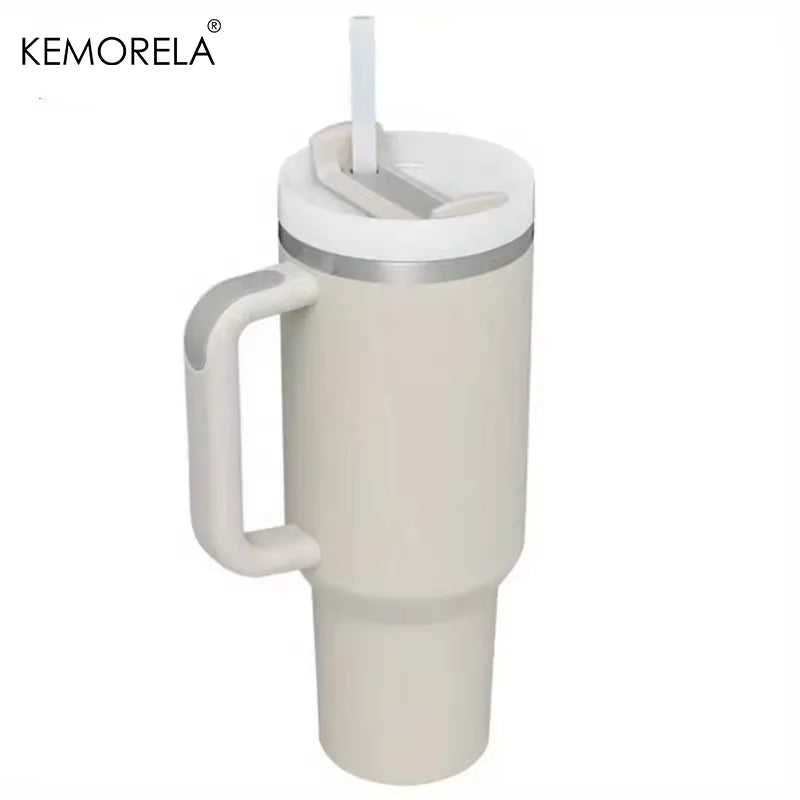 Tumbler with Handle Lid Straw Stainless Steel Water Bottle 887/1182ML Vacuum Thermos Cup Travel Car Coffee Mug