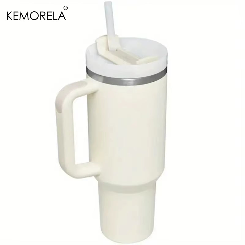 Tumbler with Handle Lid Straw Stainless Steel Water Bottle 887/1182ML Vacuum Thermos Cup Travel Car Coffee Mug