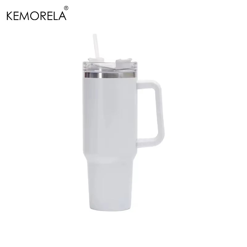 1200ML 304 Stainless Steel Insulated Water Bottle Hot Coffee Car Cup Hot and Cold Mug Thermos Bottle with Handle Straw Sports Av