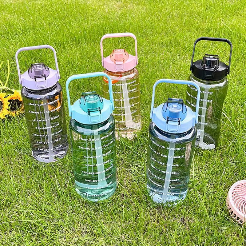 2000Ml Large Capacity Plastic Straw Water Cup Sports Water Bottle High Value Outdoor Camping Drinking Tools