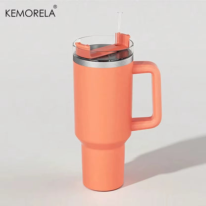 1200ML 304 Stainless Steel Insulated Water Bottle Hot Coffee Car Cup Hot and Cold Mug Thermos Bottle with Handle Straw Sports Av