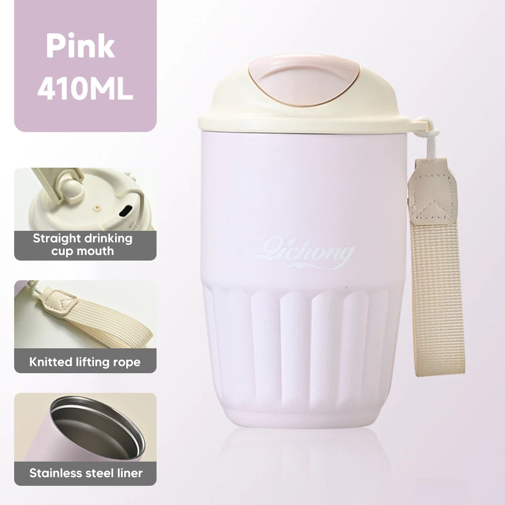 410Ml Ceramic Liner Thermos Coffee Cup Double Wall Stainless Steel Vacuum Insulated Thermos for Coffee Thermal Mug Tumbler Gift