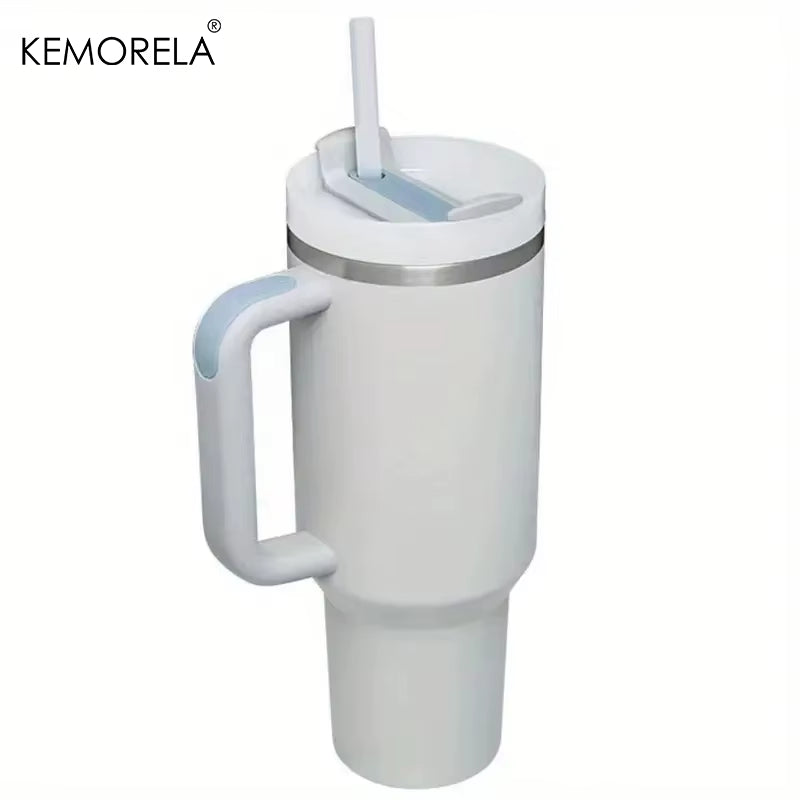 Tumbler with Handle Lid Straw Stainless Steel Water Bottle 887/1182ML Vacuum Thermos Cup Travel Car Coffee Mug