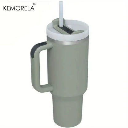 Tumbler with Handle Lid Straw Stainless Steel Water Bottle 887/1182ML Vacuum Thermos Cup Travel Car Coffee Mug