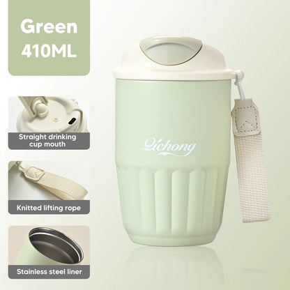 410Ml Ceramic Liner Thermos Coffee Cup Double Wall Stainless Steel Vacuum Insulated Thermos for Coffee Thermal Mug Tumbler Gift
