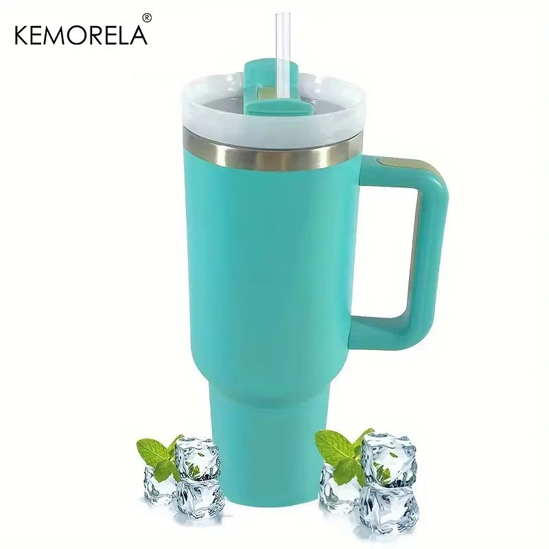 Tumbler with Handle Lid Straw Stainless Steel Water Bottle 887/1182ML Vacuum Thermos Cup Travel Car Coffee Mug