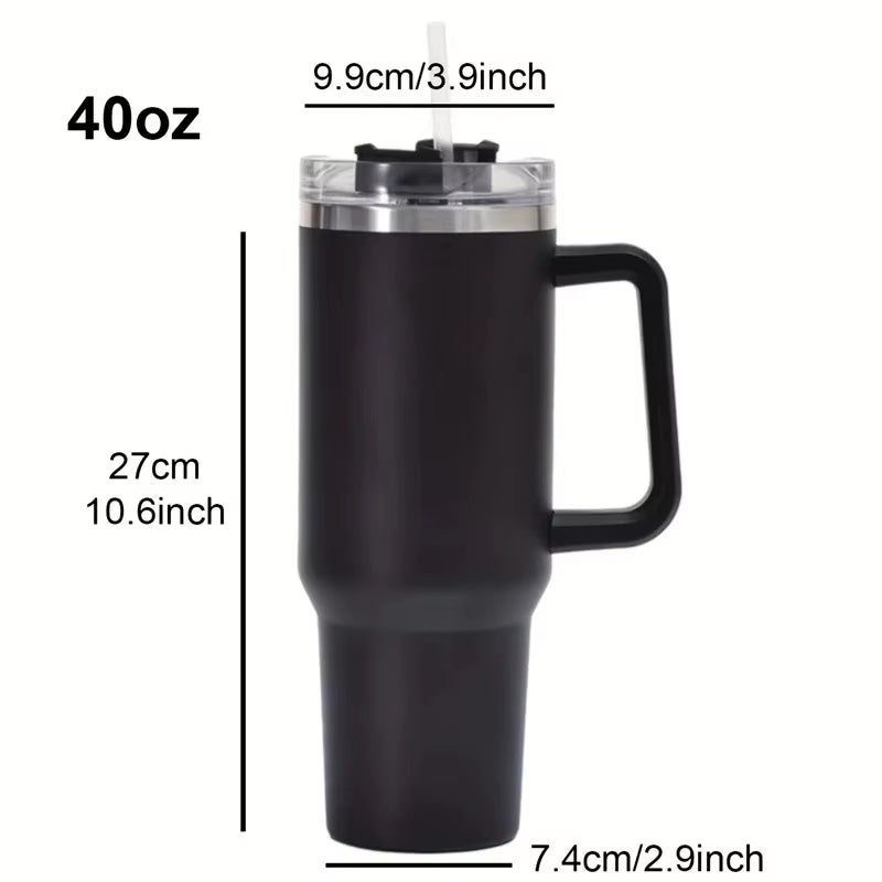 1200ML 304 Stainless Steel Insulated Water Bottle Hot Coffee Car Cup Hot and Cold Mug Thermos Bottle with Handle Straw Sports Av