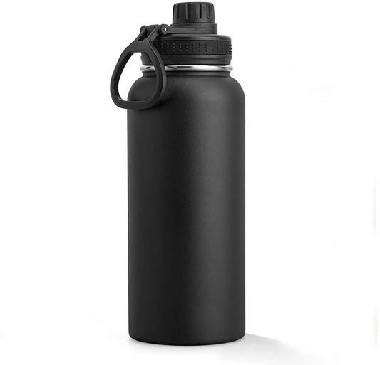 Insulated Water Bottle, 1000Ml 32 Oz Stainless Steel Double Wall Vacuum Wide Mouth Sport Bottle with Leakproof Spout Lid Mug Cup