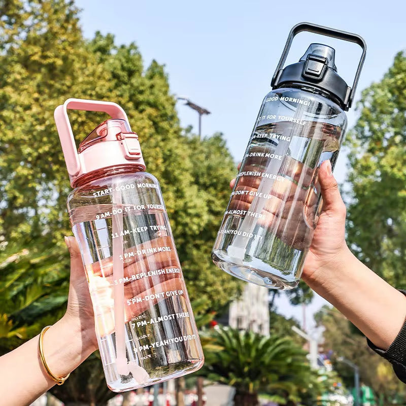 2000Ml Large Capacity Plastic Straw Water Cup Sports Water Bottle High Value Outdoor Camping Drinking Tools