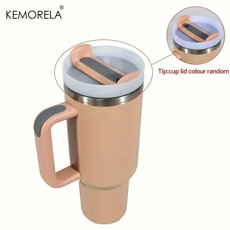 Tumbler with Handle Lid Straw Stainless Steel Water Bottle 887/1182ML Vacuum Thermos Cup Travel Car Coffee Mug