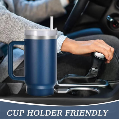 40Oz Tumbler with Straw Lid and Handle Stainles Steel Vacuum Insulated Thermos Water Bottle Cup Thermal Coffee Travel Mug Drinks