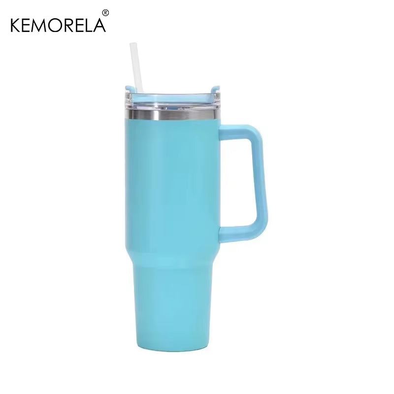1200ML 304 Stainless Steel Insulated Water Bottle Hot Coffee Car Cup Hot and Cold Mug Thermos Bottle with Handle Straw Sports Av