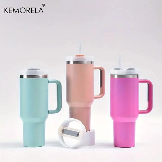 Tumbler with Handle Lid Straw Stainless Steel Water Bottle 887/1182ML Vacuum Thermos Cup Travel Car Coffee Mug