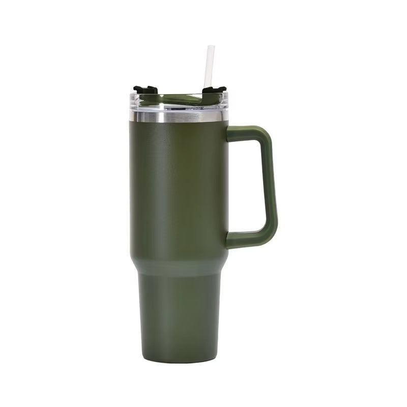 40Oz Tumbler with Straw Lid and Handle Stainles Steel Vacuum Insulated Thermos Water Bottle Cup Thermal Coffee Travel Mug Drinks