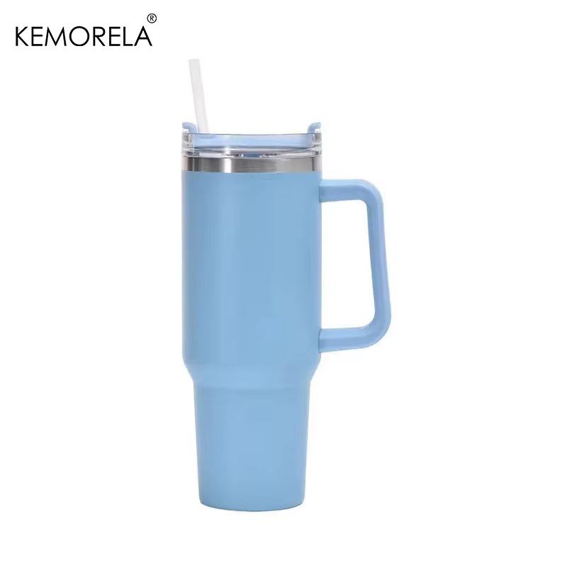 1200ML 304 Stainless Steel Insulated Water Bottle Hot Coffee Car Cup Hot and Cold Mug Thermos Bottle with Handle Straw Sports Av