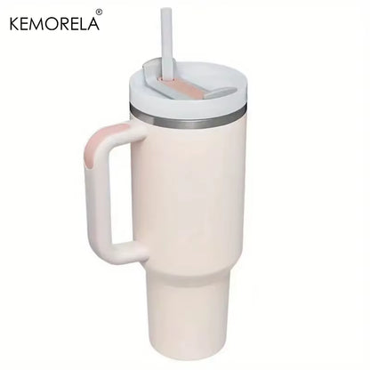 Tumbler with Handle Lid Straw Stainless Steel Water Bottle 887/1182ML Vacuum Thermos Cup Travel Car Coffee Mug