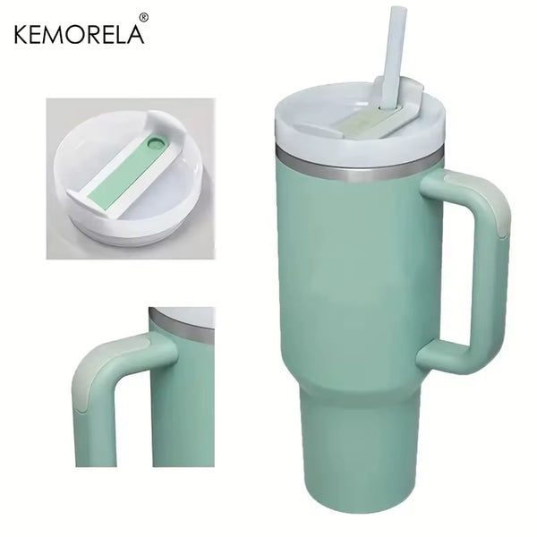 Tumbler with Handle Lid Straw Stainless Steel Water Bottle 887/1182ML Vacuum Thermos Cup Travel Car Coffee Mug