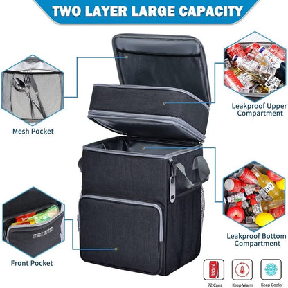 72-Can Large Rolling Cooler, Leakproof Insulated Soft Cooler Bag with Wheels and Handle Collapsible for Beach