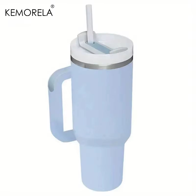 Tumbler with Handle Lid Straw Stainless Steel Water Bottle 887/1182ML Vacuum Thermos Cup Travel Car Coffee Mug