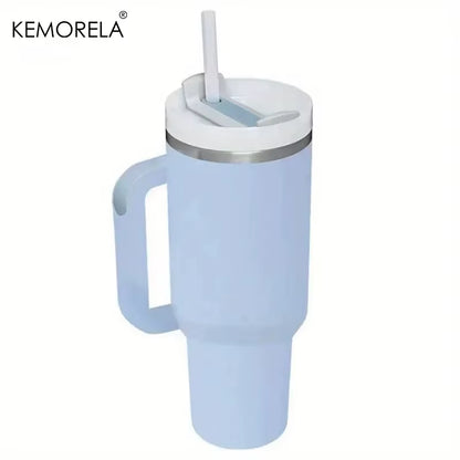 Tumbler with Handle Lid Straw Stainless Steel Water Bottle 887/1182ML Vacuum Thermos Cup Travel Car Coffee Mug