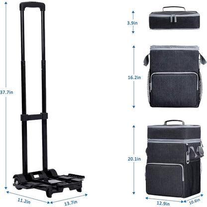 72-Can Large Rolling Cooler, Leakproof Insulated Soft Cooler Bag with Wheels and Handle Collapsible for Beach