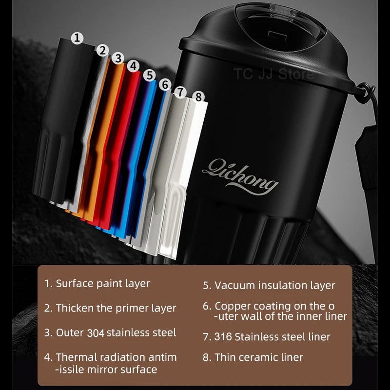 410Ml Ceramic Liner Thermos Coffee Cup Double Wall Stainless Steel Vacuum Insulated Thermos for Coffee Thermal Mug Tumbler Gift