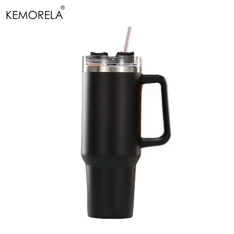 1200ML 304 Stainless Steel Insulated Water Bottle Hot Coffee Car Cup Hot and Cold Mug Thermos Bottle with Handle Straw Sports Av