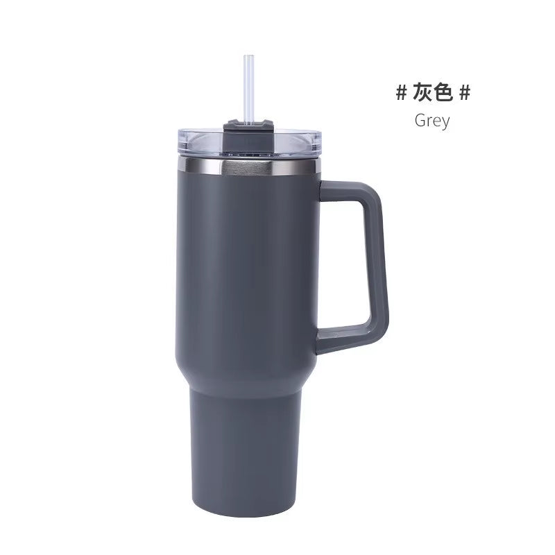 40Oz Tumbler with Straw Lid and Handle Stainles Steel Vacuum Insulated Thermos Water Bottle Cup Thermal Coffee Travel Mug Drinks