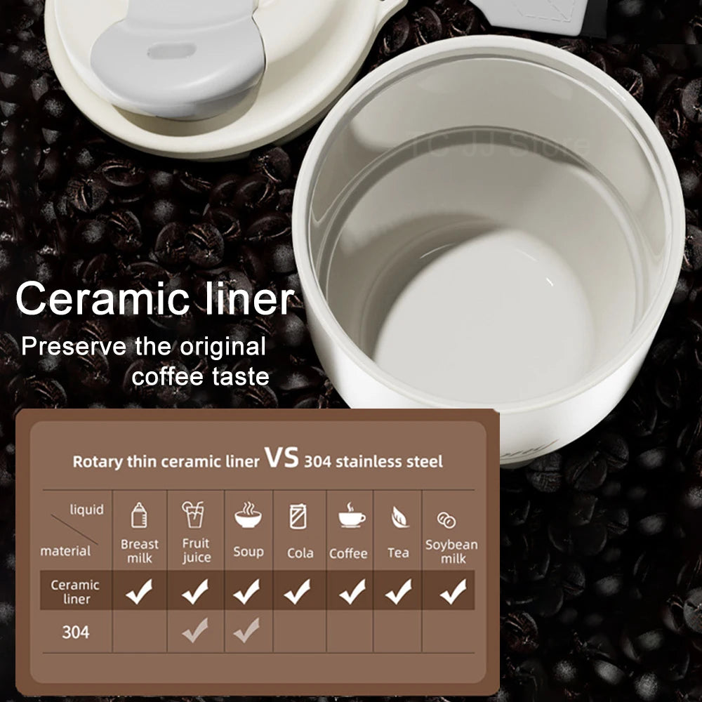 410Ml Ceramic Liner Thermos Coffee Cup Double Wall Stainless Steel Vacuum Insulated Thermos for Coffee Thermal Mug Tumbler Gift