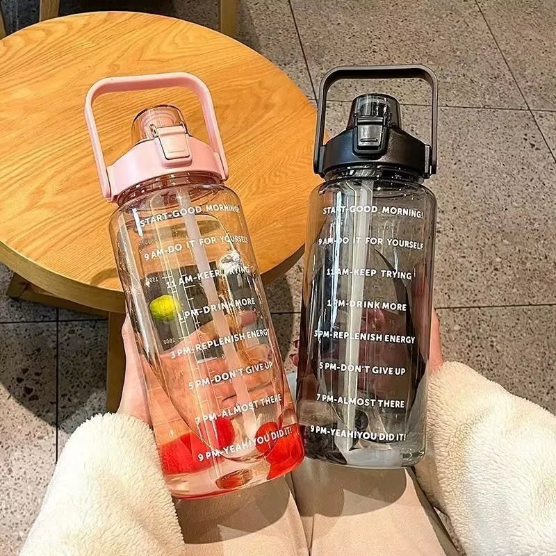 2000Ml Large Capacity Plastic Straw Water Cup Sports Water Bottle High Value Outdoor Camping Drinking Tools